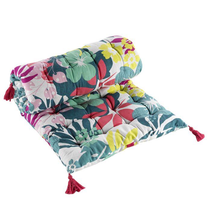 Coussin de sol ou Matelas de sol pompons Hawaina