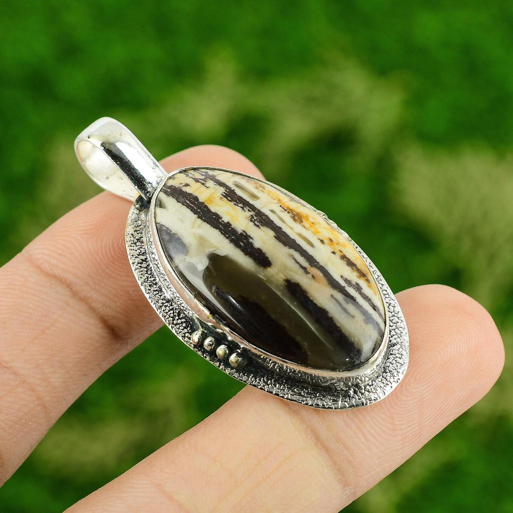 Daughters Day Deal 925 Sterling Silver Natural Coconut Jasper Bezel Wife Pendant