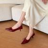Gentleness • Rice apricot bow high heels women's 2025 new spring and summer patent leather shoes