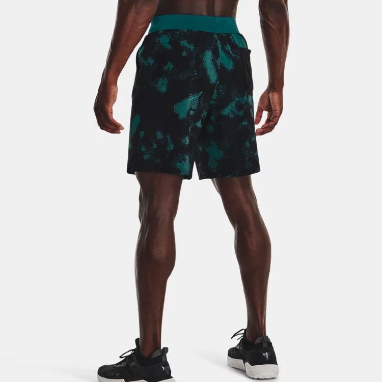 Under Armour Project Rock Logo Print Straight Casual Shorts Men Bottoms Green 1377438-722