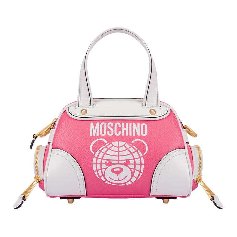 Moschino Logo Print Teddy Bear Pattern Synthetic Leather Shoulder Tote Bag Small Women bags Pink AEF2317A755382113199 Basic Set (Bag+Dust Bag)