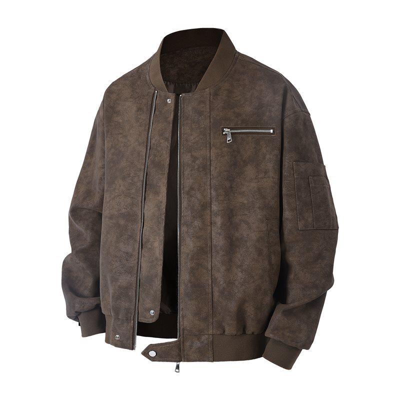 Men s Retro Leather Baseball Collar Jacket - Spring/Autumn 2026 Collection 4XL