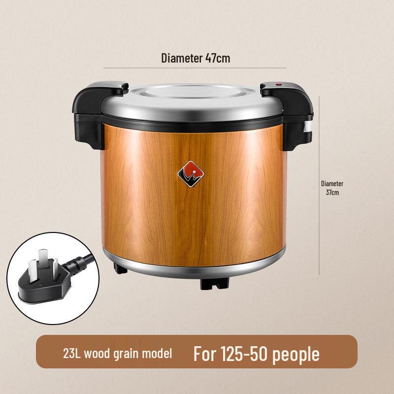 23L Wood Grain Electric Stainless Steel Rice Warmer - Insulated, Constant Temperature.