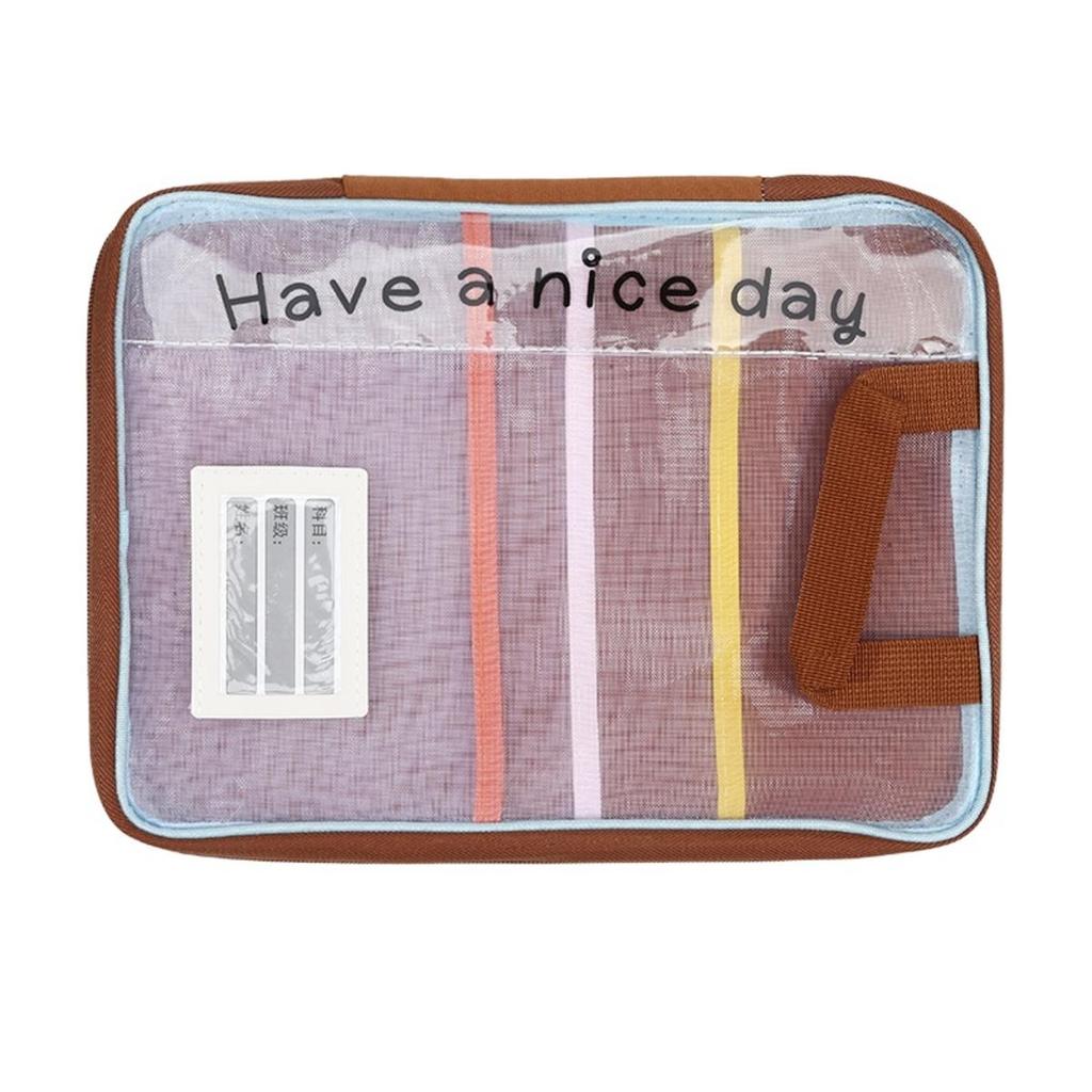 Large Capacity Waterproof Handheld Study Bag Elementary School Subject Test Paper Storage Bag Transparent Exam Pouch