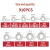 910-Piece Stainless Steel Flat Washer Set for Screws