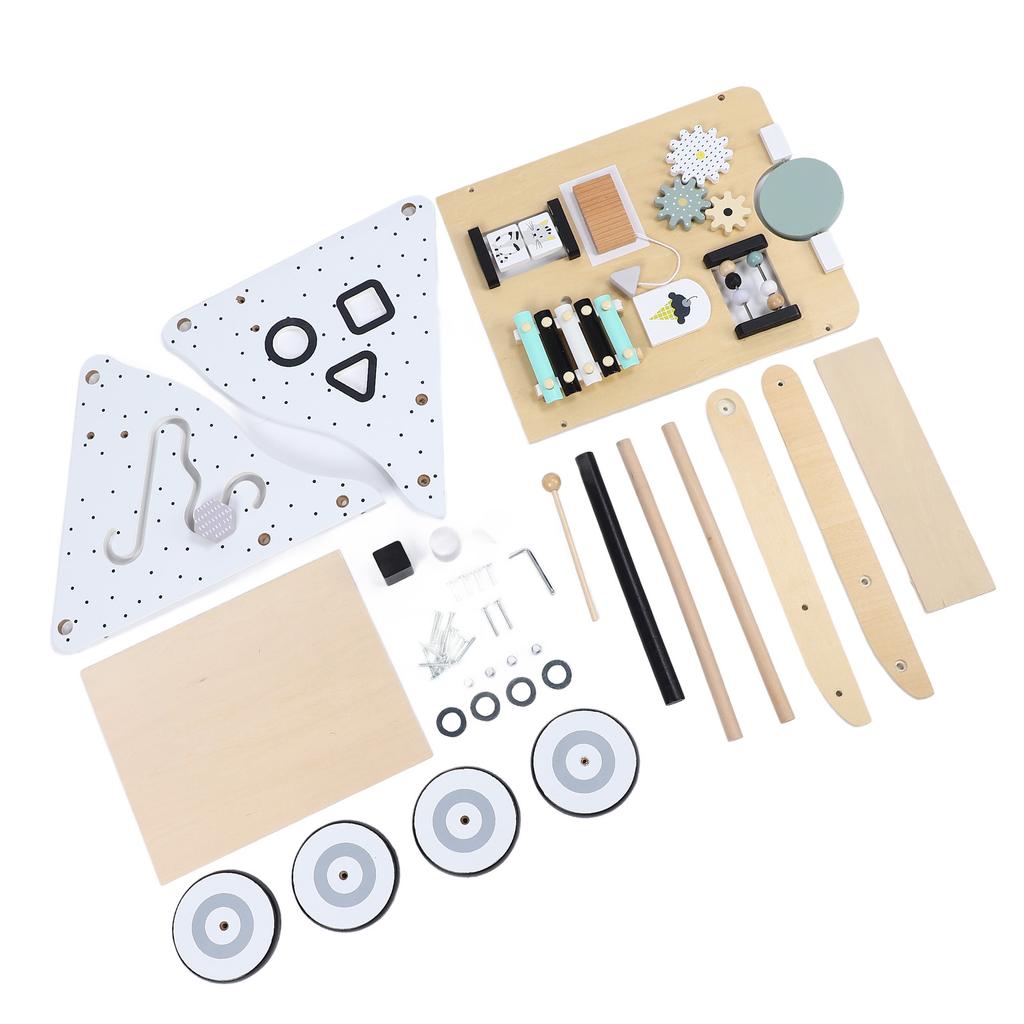 Wooden Baby Walker with Roller Develops Motor Skills Multiple Activities Push Pull Learning Walker