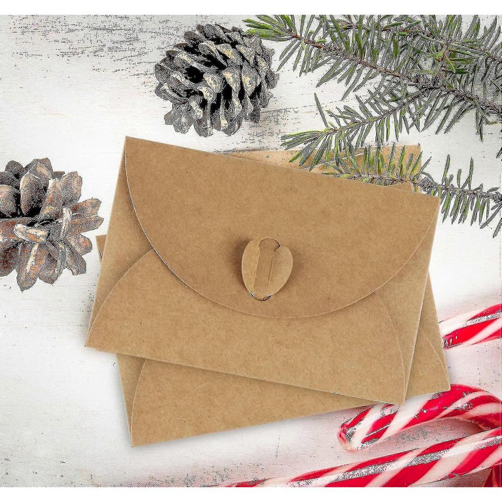 100 Kraft Paper Envelopes With 100 Blank Paper Cards, Mini Envelopes With Heart Closure For Gift Cards Diy Graffiti - Pjun