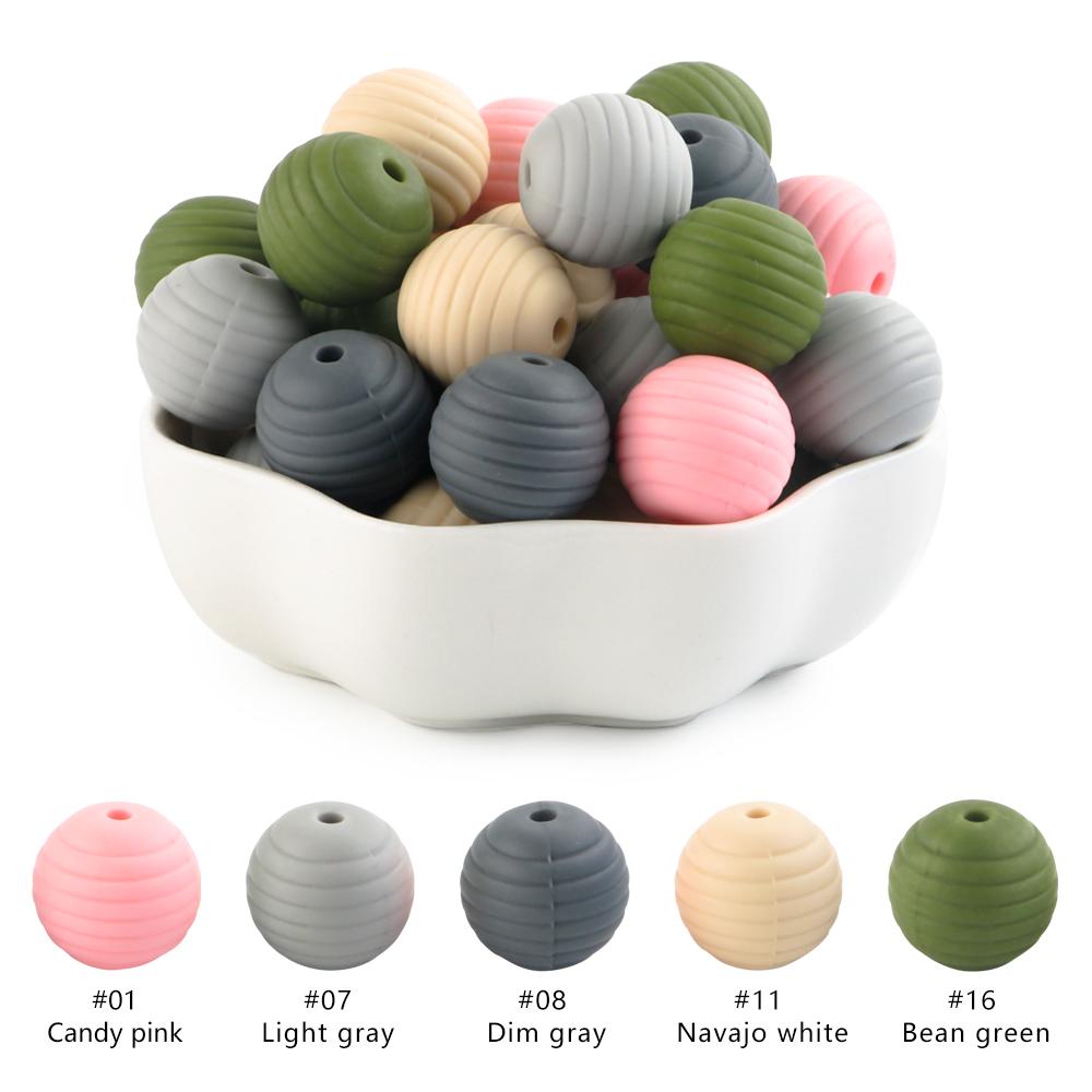 Kovict 25Pcs Threaded Silicone Beads 15mm Round Beehive Spiral Beads DIY Bracelet Necklace Accessories For Jewelry Marking