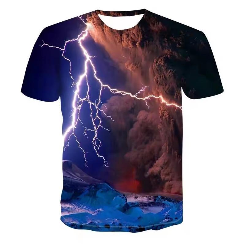 Summer Sunset Scenery Graphic T Shirts Fashion Men's T-shirts with Natural Landscape Pattern Casual Handsome 3D Print T-shirt