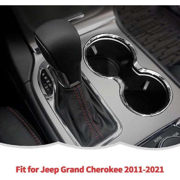 Cup Holder Trim Cover Frame Decorative Interior Accessories for Jeep Grand Cherokee 2011- (Chrome)