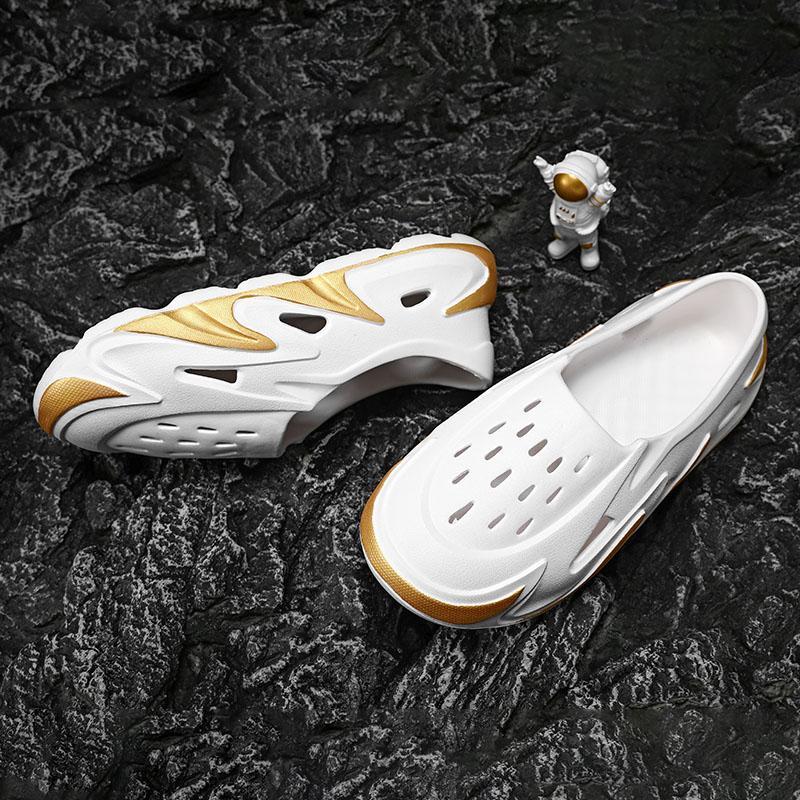 

Сандалии с полыми кокосами 2024 года, новые модные повседневные пляжные туфли, мужские сандалии для отдыха, универсальные парные сандалии с отверстиями Baotou 45 белый