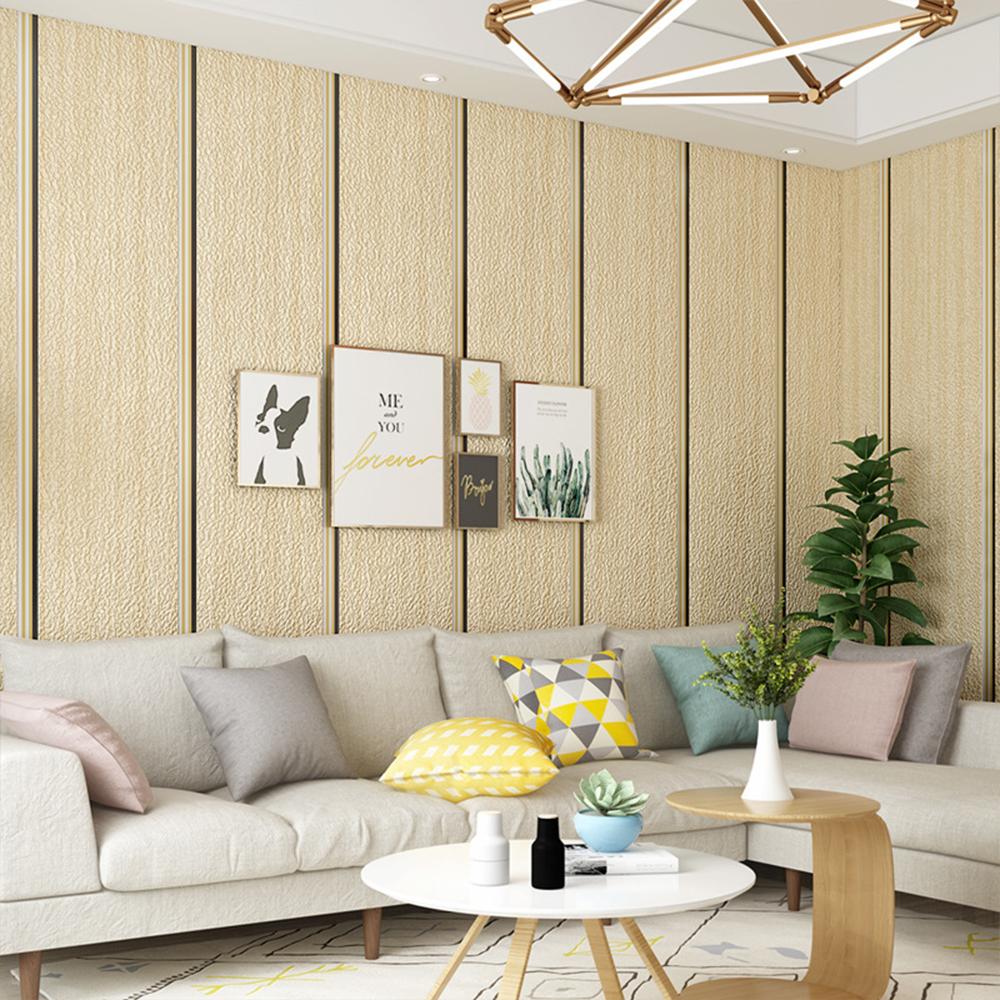High Quality 3D Wall Cover Large Spacing Stripe Wall Cover Simple Thick Imitation Deer Skin Velvet Wallpapers Home Decorative