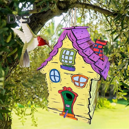 Drewniany Ręcznie Robiony Budka dla Ptaków Zewnętrzna Wisząca Chata Dom dla Ptaków Kolibra Skrzynka Lęgowa na Zewnątrz na Drzewo Dekoracja Ogrodu