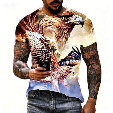 Summer Realistic Animal Printed Short Sleeved Men's Niche Tough Guy Style Breathable T-shirt