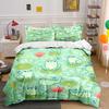 Cartoon Frogs On Lily Pads And Flowers Print Bedding Set 1 Duvet Cover 2 Pillowcases For Adult Children Luxury Gift Full Size