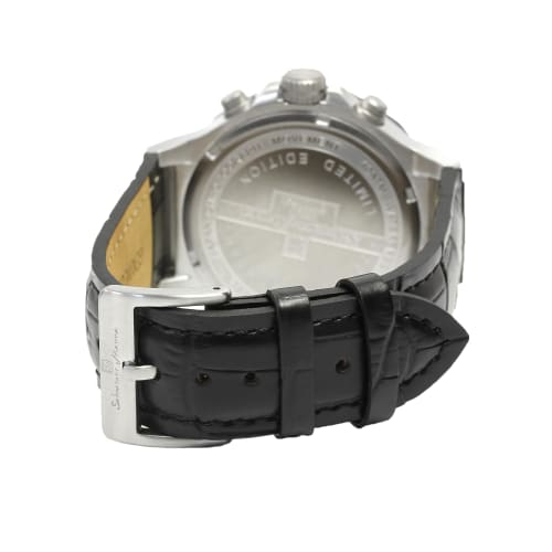 Salvatore Mara Watch Men's Chronograph 10 ATM Water Resistant Leather Strap Business 20th Anniversary Limited Model Silver Purple Black SM18117-SSPL
