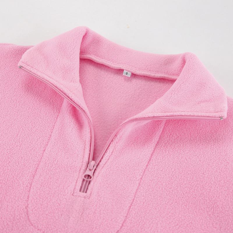 Zipped Pink Sweatshirt Woman Fashion Pullover Oversized Hoodie Y2K Street Style Women Fleece Winter Coats Jackets
