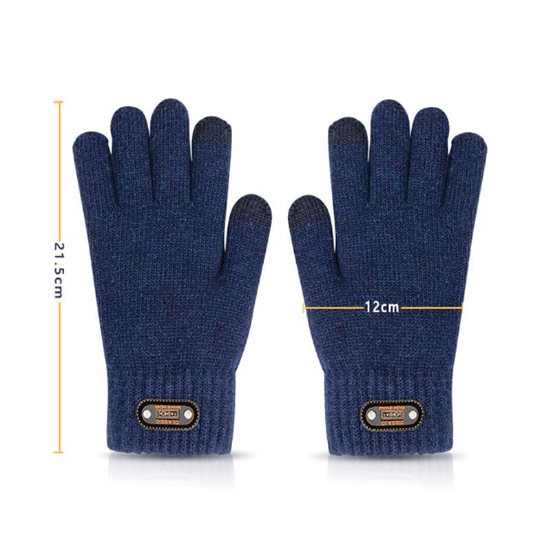 Winter Gloves for Men Touch Screen Cycling Windproof Wool Knit Thick Fleece Office Student Warm Business Game Elastic Soft Glove
