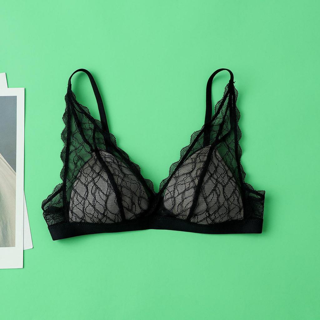 Triangle Cup Lace Wireless Bra - 100% Mulberry Silk, Sexy & Lightweight for Summer