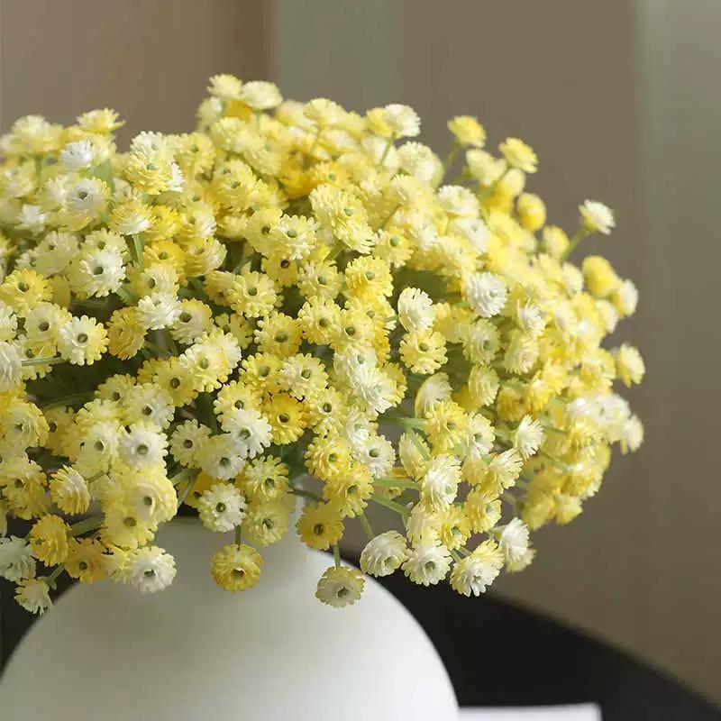 Soft Plastic Baby's Breath Artificial Flowers 22cm Real Touch Gypsophila Mini Bouquet for Wedding Home Decor, 1 Pack