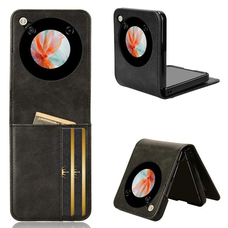 

Для ZTE Libero Flip Wallet Case противоударный кожаный чехол для телефона - черный