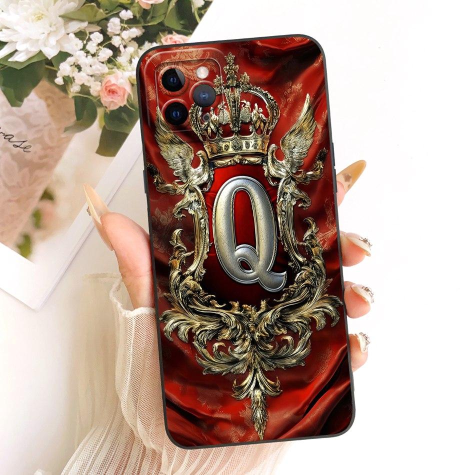 For iPhone 11 Pro Max Feather Crown Initial Letter Phone Case For iPhone11 11Pro 11ProMax Soft Silicone Covers Bumpers