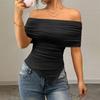 Women's Fashionable And Versatile Color Strapless Off-shoulder Irregular T-shirt Top