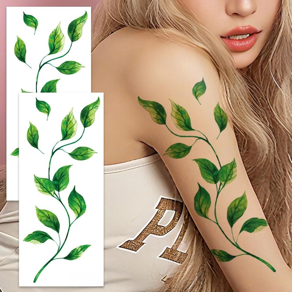 Große Realistische Weinranken Tattoos 2 Bögen - Wasserdichte Blatt Körperkunst Aufkleber Für Frauen, Party & Events
