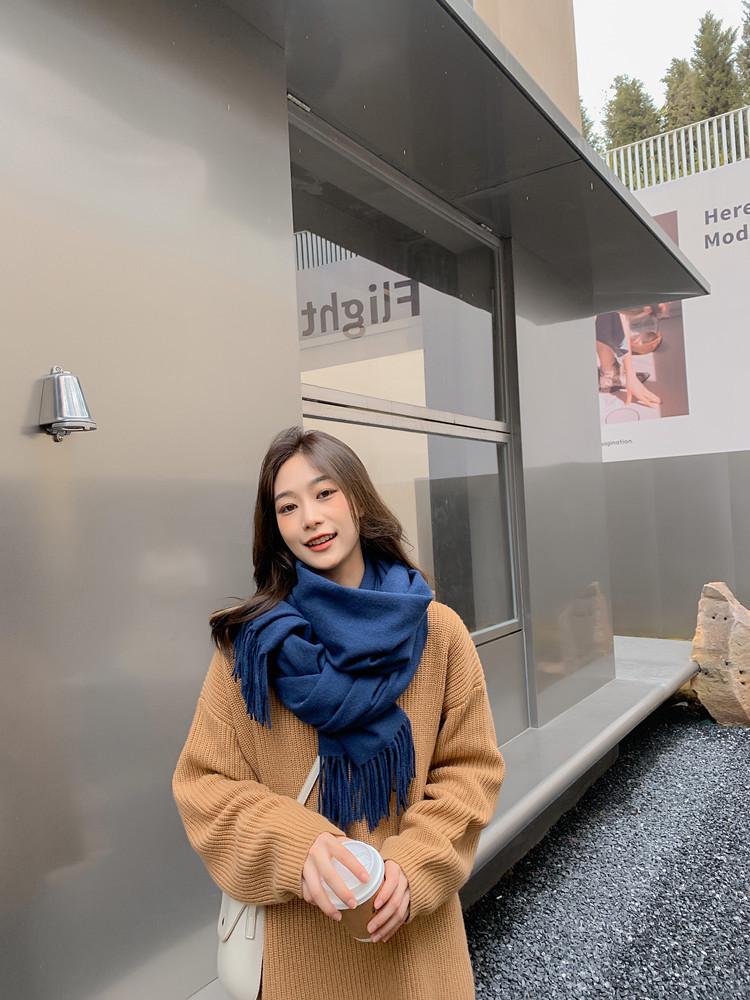 White Cashmere Scarf: Thickened, Solid Color, Versatile for Women & Men, Perfect for Autumn & Winter