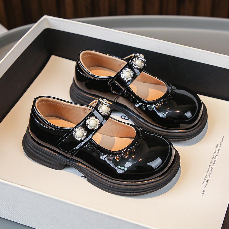 Sweet Princess Leather Shoes 2024 Spring and Autumn New Casual Shoes Children Soft Sole Mary Jane Soft Sole Versatile Kids Shoes