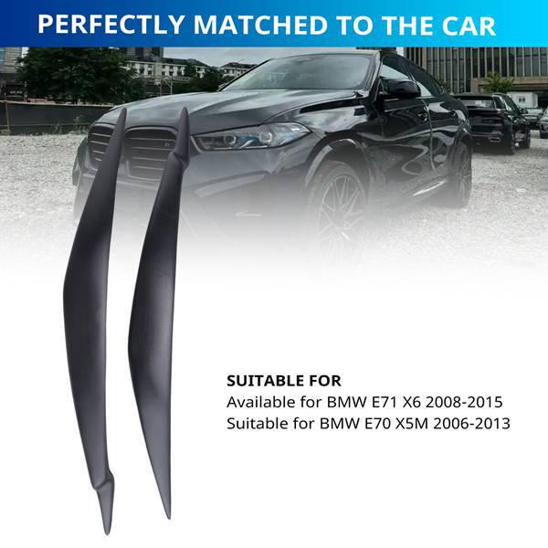 2PCS Headlight Eyebrow Cover Stickers for BMW E71 X6