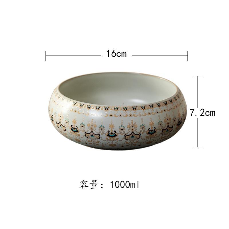 

1000ml Beige Ru Kiln Dunhuang Jianshui Tea Wash Tea Residue Bucket Water Washing Slag Tank Chaxi For Tea Supplies Ornaments