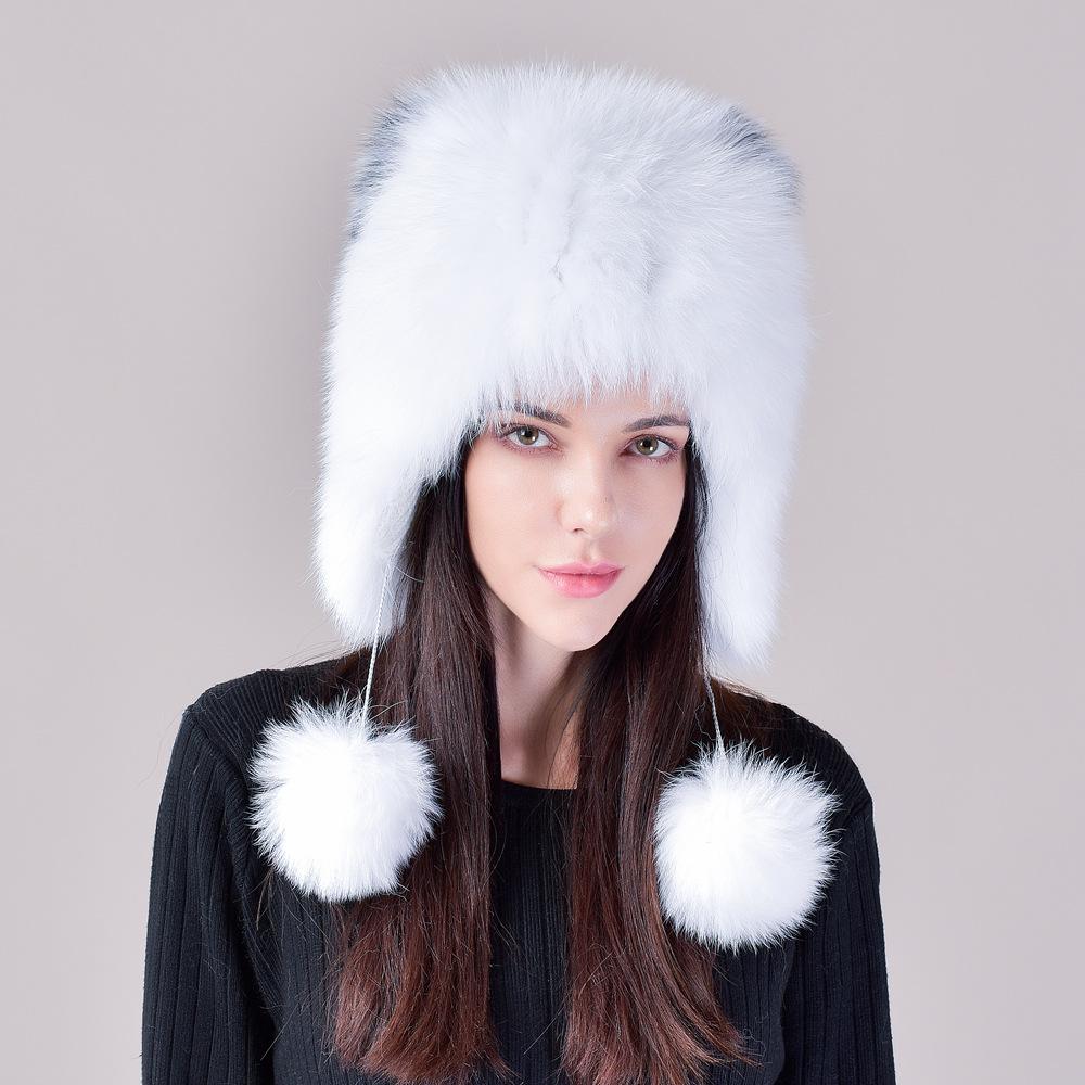 Fox Ears Fluffy Lei Feng Hat Women's Winter Warm Ear Hat Cute Windproof and Cold Cycling Fur Hat
