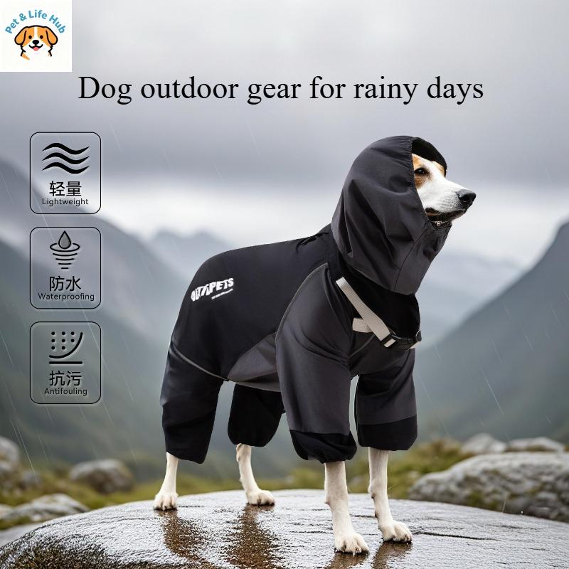 All-Inclusive Waterproof Dog Raincoat For Large Dogs, 4-Legs Full Body Pet Rain Jacket For Golden Retriever Border Collie