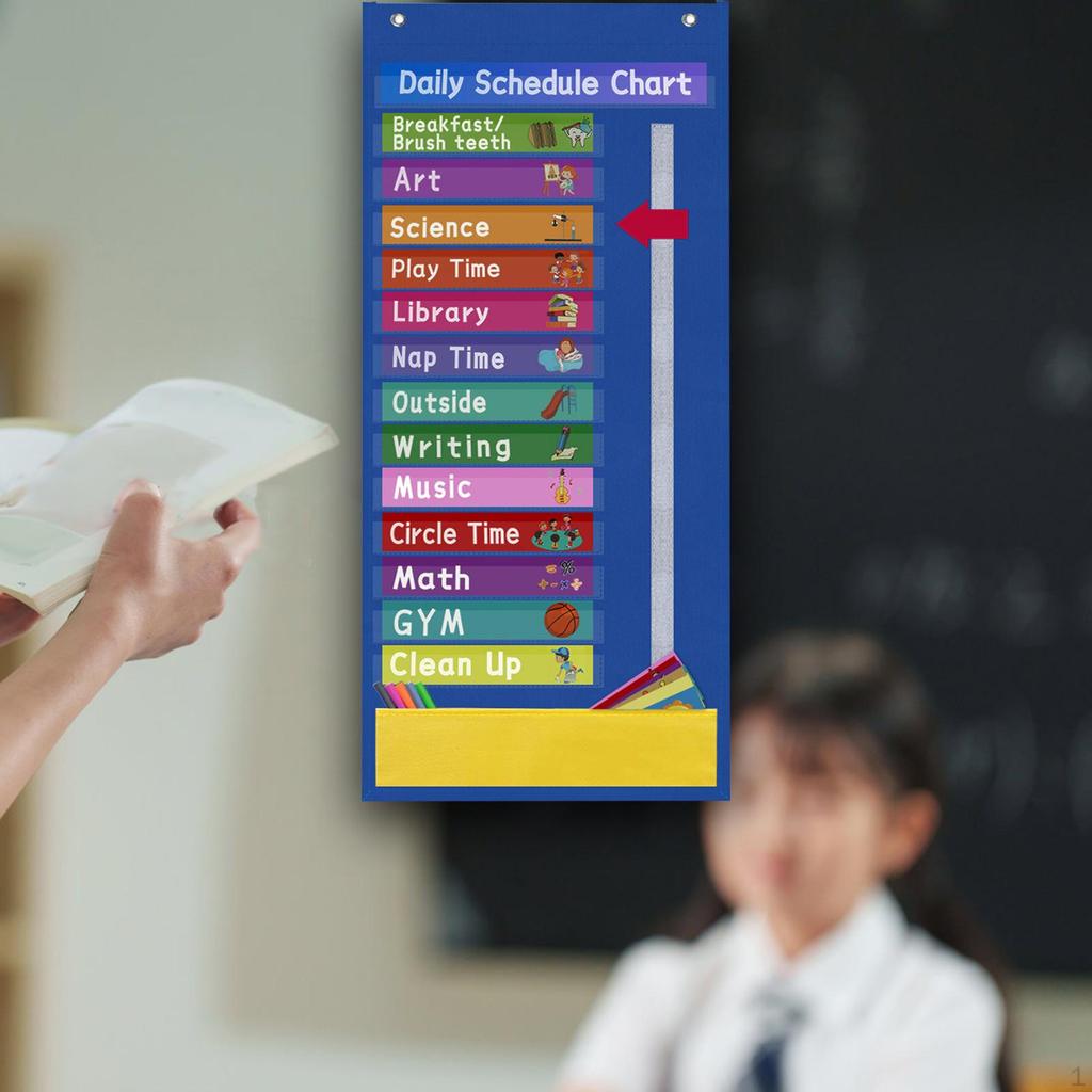 Daily Classroom Calendar Scheduling Pocket Chart with Schedule for Preschool