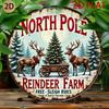 Vintage Nordpol Rentierfarm Weihnachten Metallblechschild Retro Feiertags Wandkunst Dekor für Zuhause