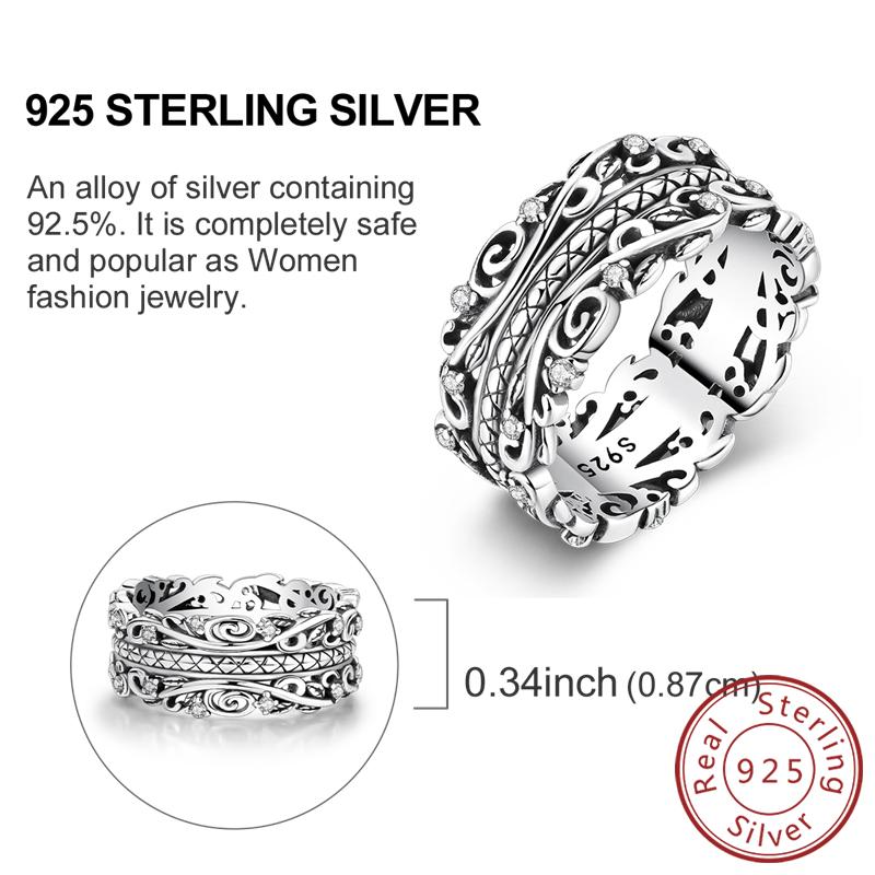 925 Silver Rings for Women Gold Shining Retro Heart Bow Star Ring Size 6 7 8 9 Wedding Anniversary Fashion Fine Jewelry