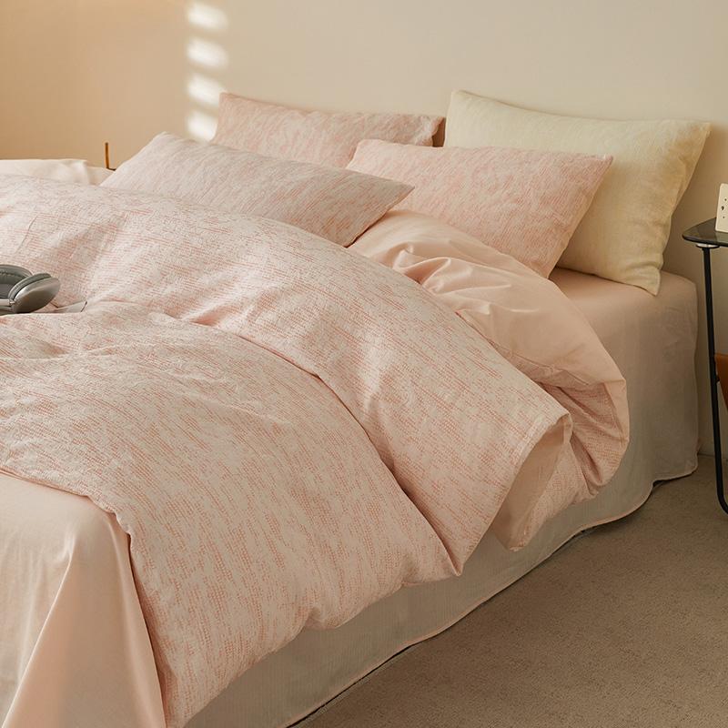 High-end Rope Threading Jacquard Bedding Set 100% Cotton Skin-friendly Breathable Queen Duvet Cover Set with Sheets Quilt Cover