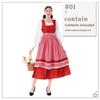 Oktoberfest Dirndl Dress Red Plaid Costume for Women Polyester