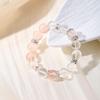 Natural Pink Quartz & White Crystal Bracelet for Girls - Sweet, Heart Design 