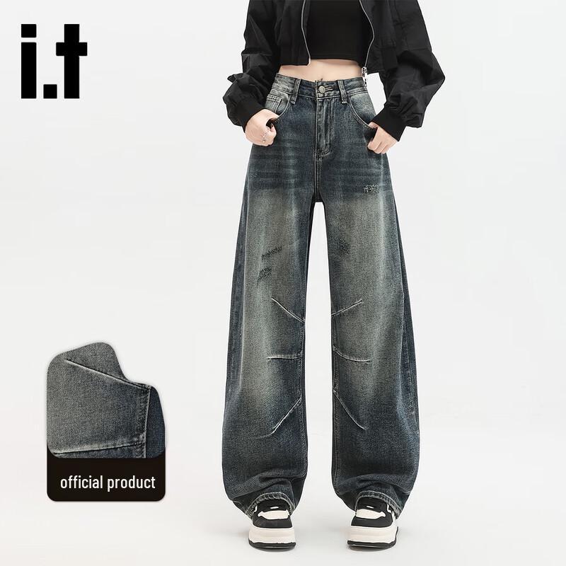 

Женские свободные джинсы Izzue в стиле ретро с высокой посадкой и широкими штанинами XL