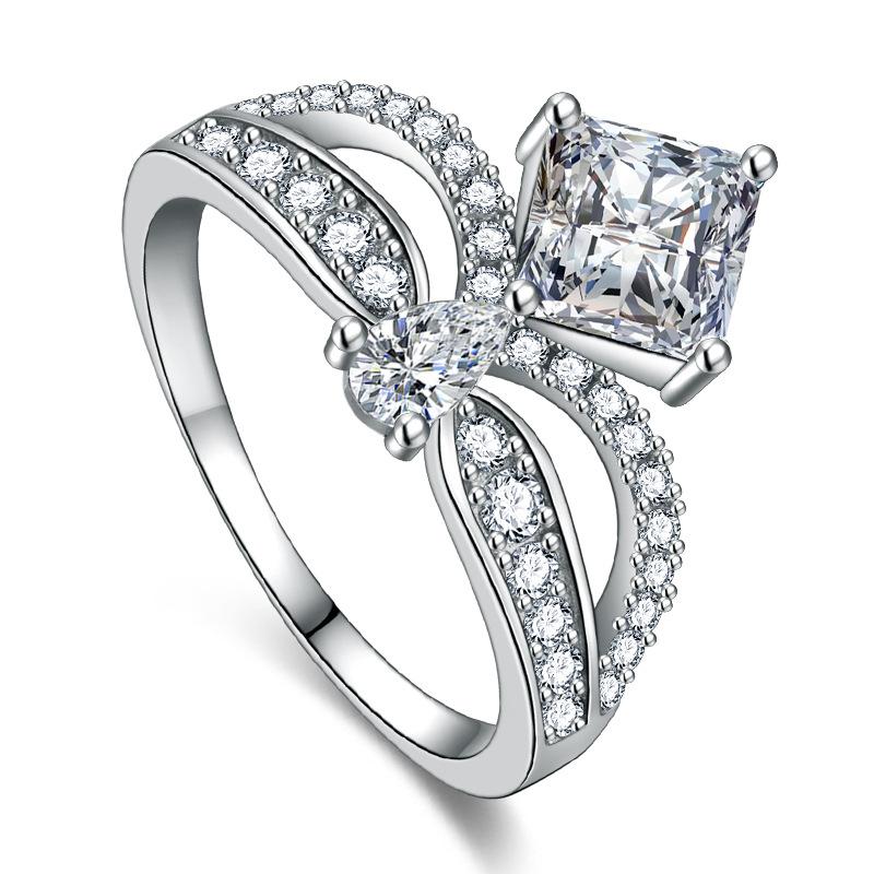 Lindon Klassisk Kobberlegering Zirkon Ring Dame Smykker Bryllupsløfte Festgave