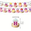 Colorful Simulated Bun Birthday Party Decoration Set Decoration Balloon Themed Banner Cupcake Toppers Gift