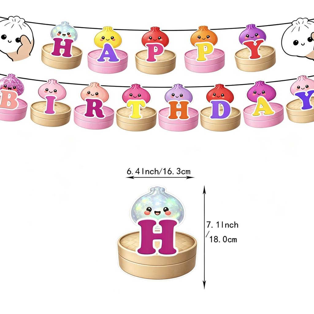 Colorful Simulated Bun Birthday Party Decoration Set Decoration Balloon Themed Banner Cupcake Toppers Gift