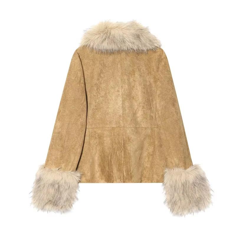 Faux Fur Suede Blazers Women Faux Leather Women's Tailoring Blazers Winter Blazer Fitted Coats Jacket