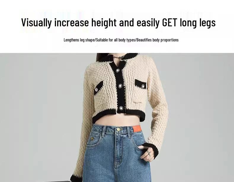 Women's 2025 Spring High-Waisted Wide-Leg Straight Jeans Slimming Petite Fit