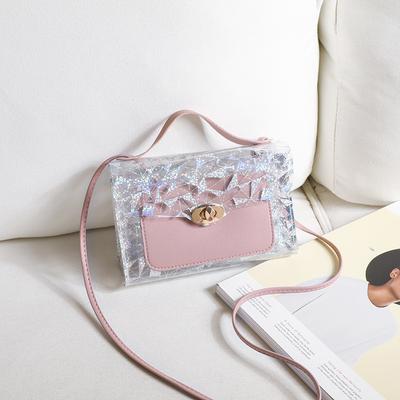 Guangzhou Women's Bag Summer Contrasting Color Floral Transparent Lock Mobile Phone Bag Single Shoulder Oblique Span Portable Small Square Bag