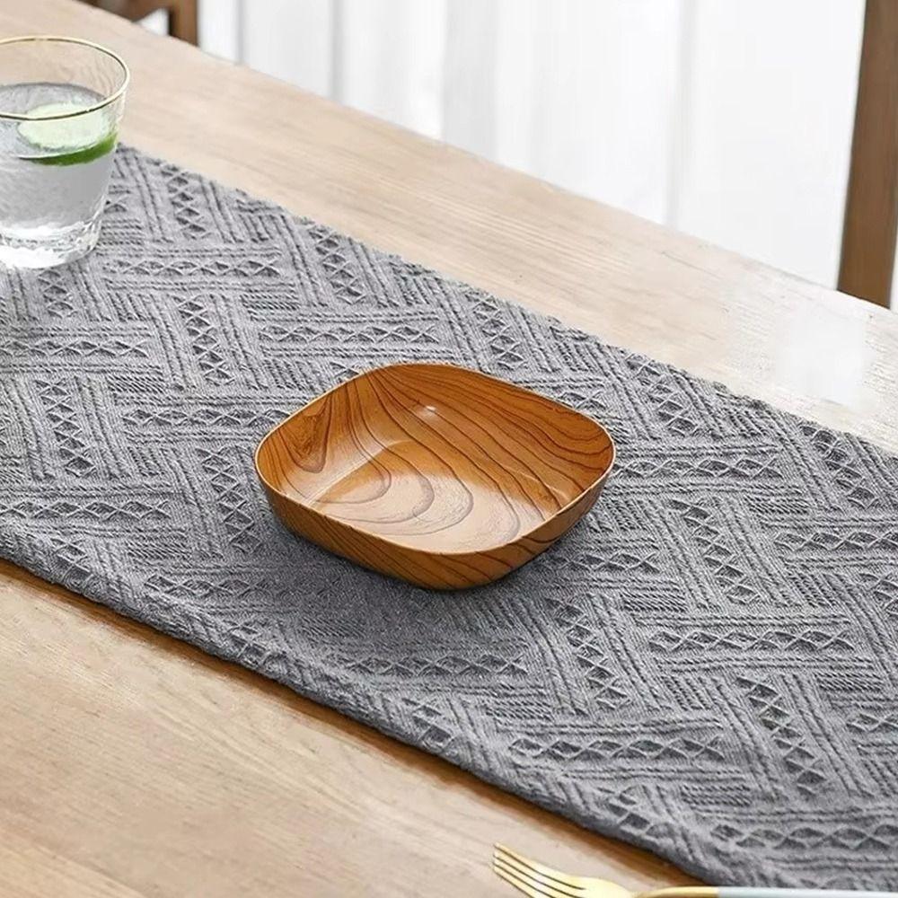 7Pcs/Set New Imitation Wood Grain Snack Plates Plastic 14cm Simple Tea Art Dish with Storage Box Small Bone Spitting Dish