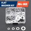 260pcs Lock and Flat Washer Assortment Kit Stainless Steel M3 M4 M5 M6 M8 M10 Spring Lock Washers and Flat Washers Set