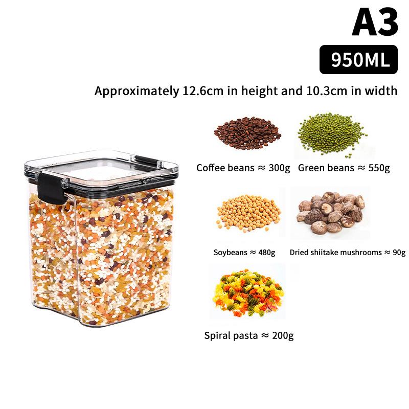 Vzduchotěsná plastová dóza na potraviny Průhledná na cereálie, bonbóny, sušené potraviny Nádoby do lednice Domácí kuchyně